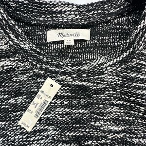 NWT Madewell Marled Crewneck Sweater - Size XS - Black & White Knit
